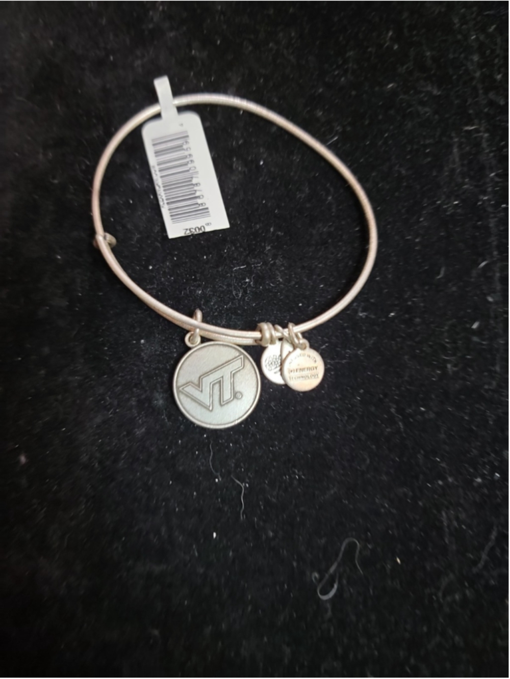 ALEX and ANI - VIRGINIA TECH - Silver Tone VT Charm Bangle Bracelet - Brand New